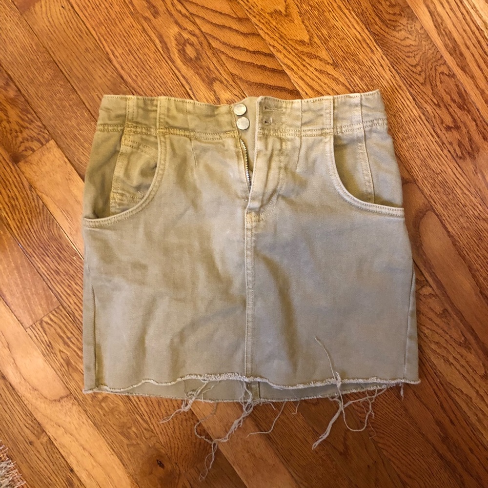 Free People Khaki Mini Skirt